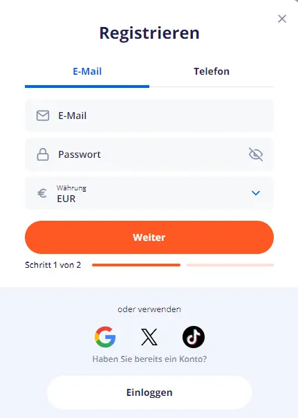 Konto erstellen – Registrierung für Spieler